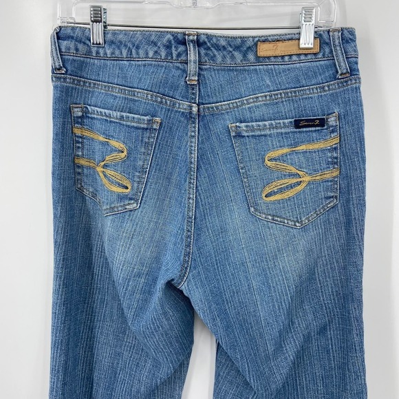 Seven 7 Flare Jeans Distressed Stretch Denim Cotton Blend Women's Size 8 - Picture 9 of 14